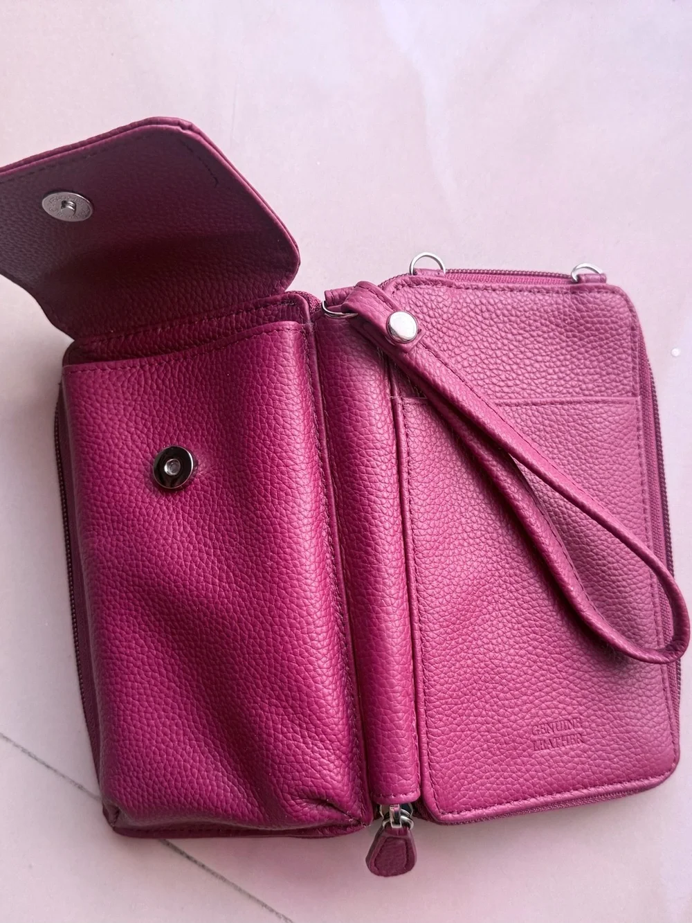 Giani Bernini Berry Pink Pebbled Leather Wristlet Wallet